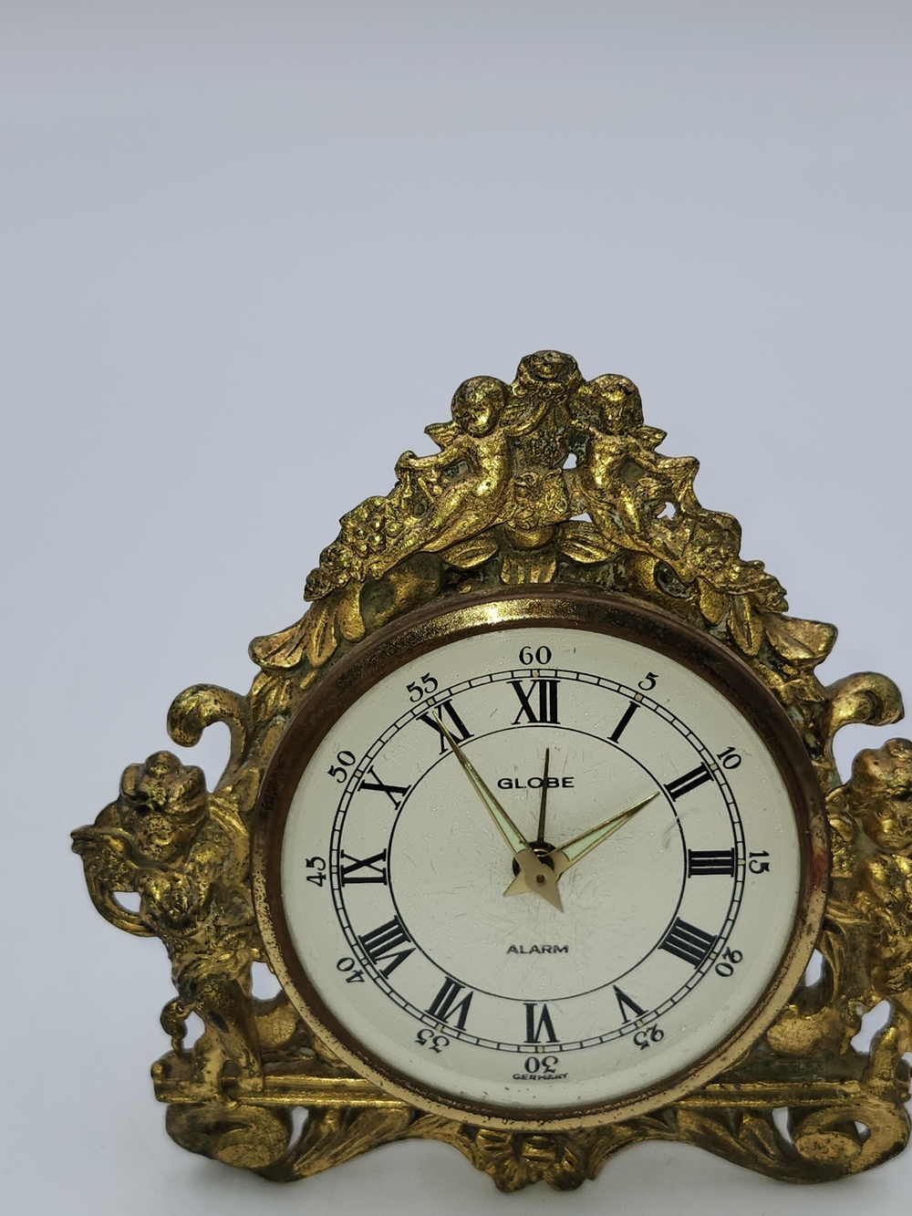 Vintage German Gold Plated Gilt Case Memovox Alarm Clock cherubs Art Nouveau